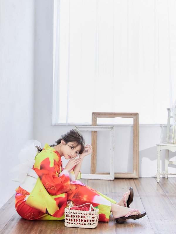 画像9: 【即日発送】【浴衣セール】【オリジナル浴衣】リアルフラワー橙色派手カワ浴衣セット