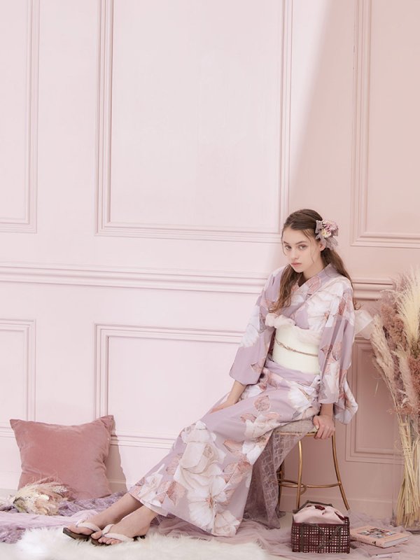 画像9: 【即日発送】【浴衣】 大人スウィートフラワー 薔薇 バラ ローズ 浴衣【浴衣３点セット 浴衣/帯/下駄】[YMT]