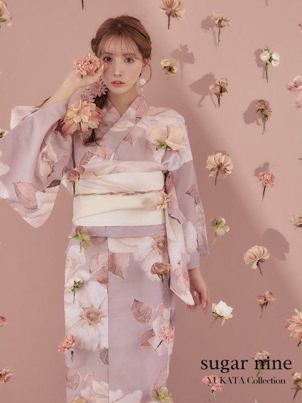 画像1: 【即日発送】【浴衣】 大人スウィートフラワー 薔薇 バラ ローズ 浴衣 OBI-hira-100-ok-15-WxW / HIMO-900-yn-8-P / HEKO-800-sb-4-P / GETA-02-ok-5-P  [YMT]