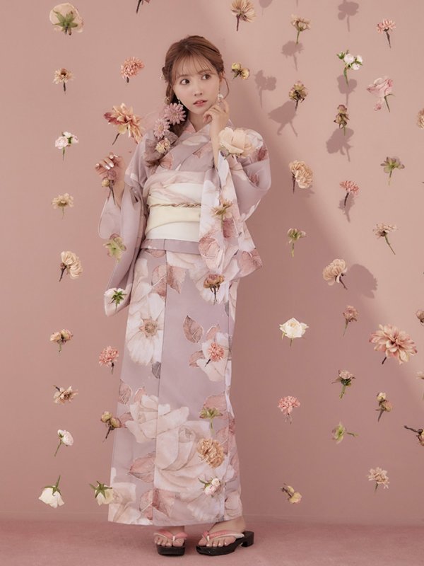 画像10: 【即日発送】【浴衣】 大人スウィートフラワー 薔薇 バラ ローズ 浴衣【浴衣３点セット 浴衣/帯/下駄】[YMT]