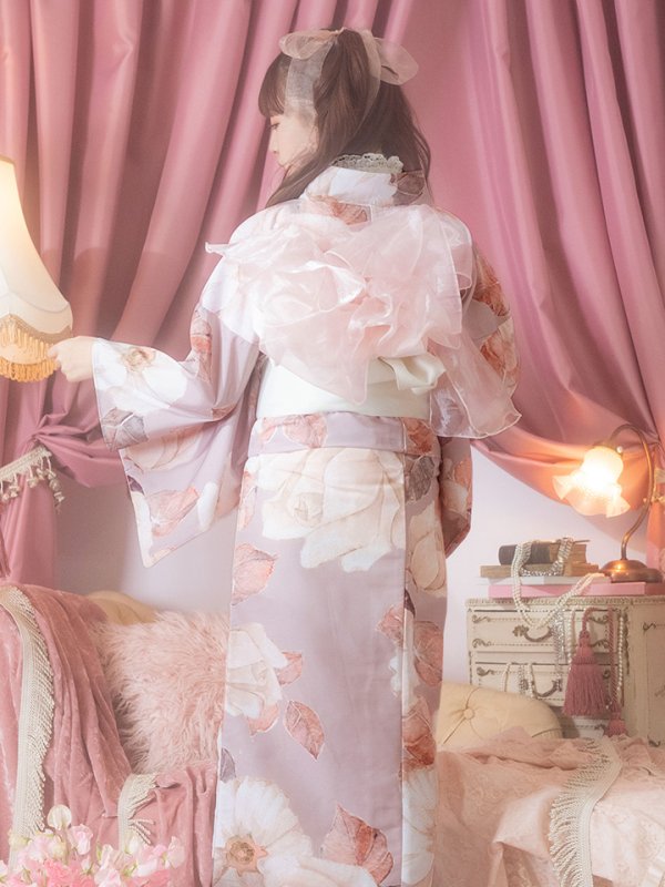 画像10: 【即日発送】【浴衣】 大人スウィートフラワー 薔薇 ローズ 浴衣【浴衣３点セット 浴衣/帯/下駄】[YMT]