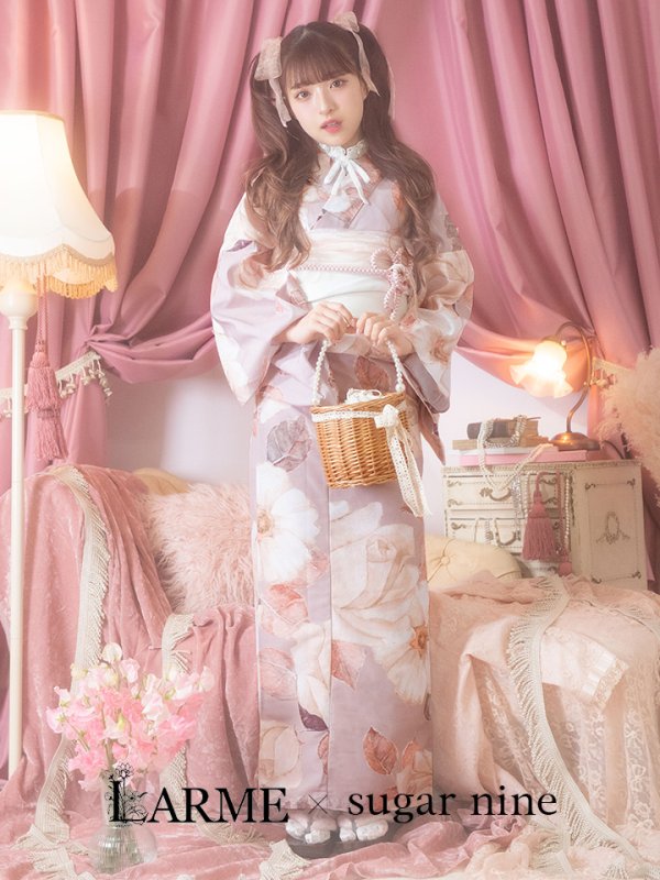 画像3: 【即日発送】【浴衣】 大人スウィートフラワー 薔薇 ローズ 浴衣【浴衣３点セット 浴衣/帯/下駄】[YMT]