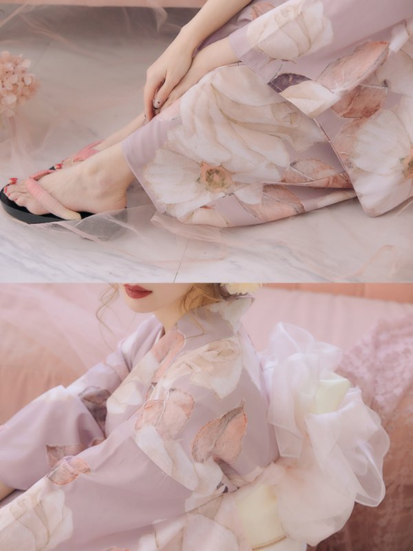 画像7: 【即日発送】【浴衣】 大人スウィートフラワー 薔薇 バラ ローズ 浴衣【浴衣３点セット 浴衣/帯/下駄】[YMT]