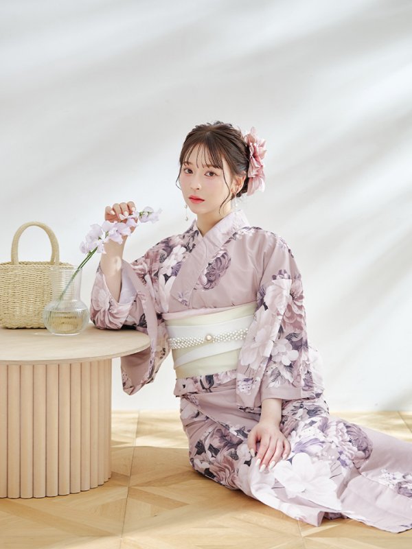 画像10: 【即日発送】【浴衣】大人スウィートフラワー 牡丹柄 浴衣【浴衣３点セット 浴衣/帯/下駄】[YMT]