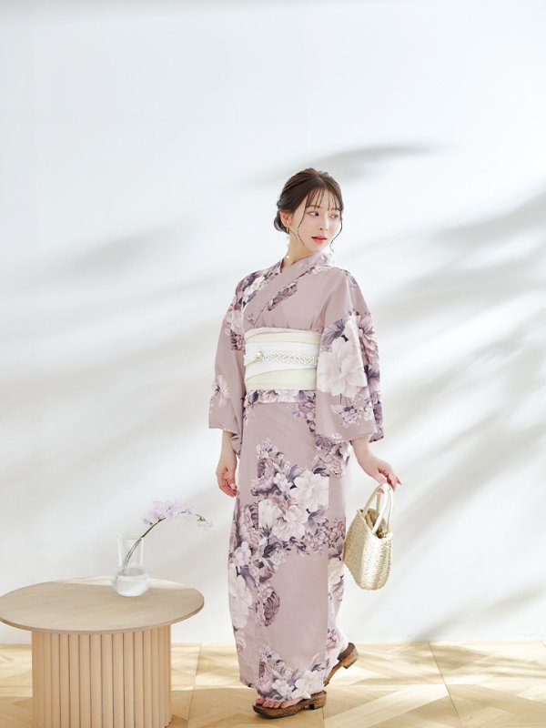 画像11: 【即日発送】【浴衣】大人スウィートフラワー 牡丹柄 浴衣【浴衣３点セット 浴衣/帯/下駄】[YMT]