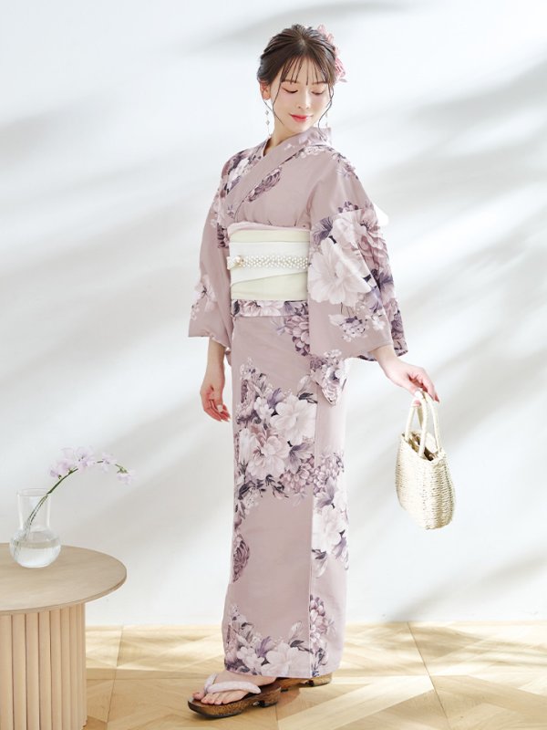 画像4: 【即日発送】【浴衣】大人スウィートフラワー 牡丹柄 浴衣【浴衣３点セット 浴衣/帯/下駄】[YMT]