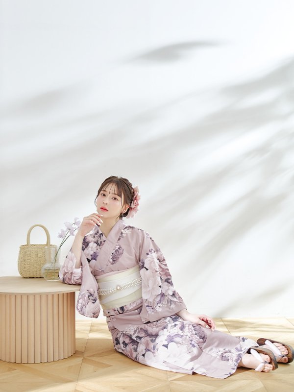 画像5: 【即日発送】【浴衣】大人スウィートフラワー 牡丹柄 浴衣【浴衣３点セット 浴衣/帯/下駄】[YMT]