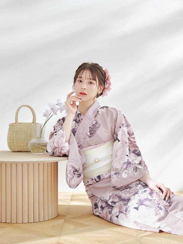 画像8: 【即日発送】【浴衣】大人スウィートフラワー 牡丹柄 浴衣【浴衣３点セット 浴衣/帯/下駄】[YMT]