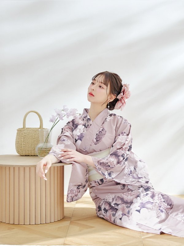 画像9: 【即日発送】【浴衣】大人スウィートフラワー 牡丹柄 浴衣【浴衣３点セット 浴衣/帯/下駄】[YMT]