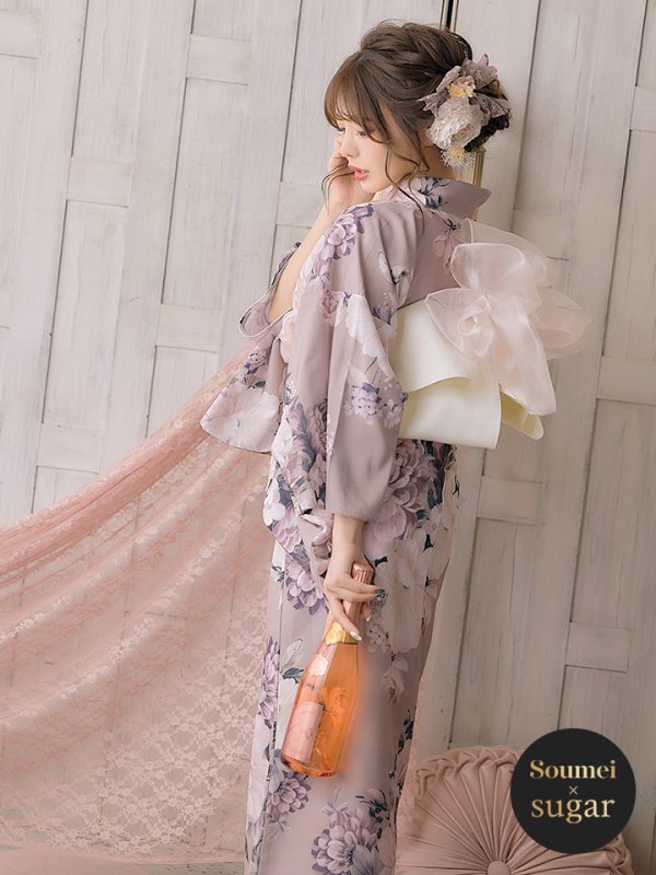 画像3: 【即日発送！】大人スウィートフラワー 牡丹柄 浴衣 【浴衣３点セット 浴衣/帯/下駄】[YMT]