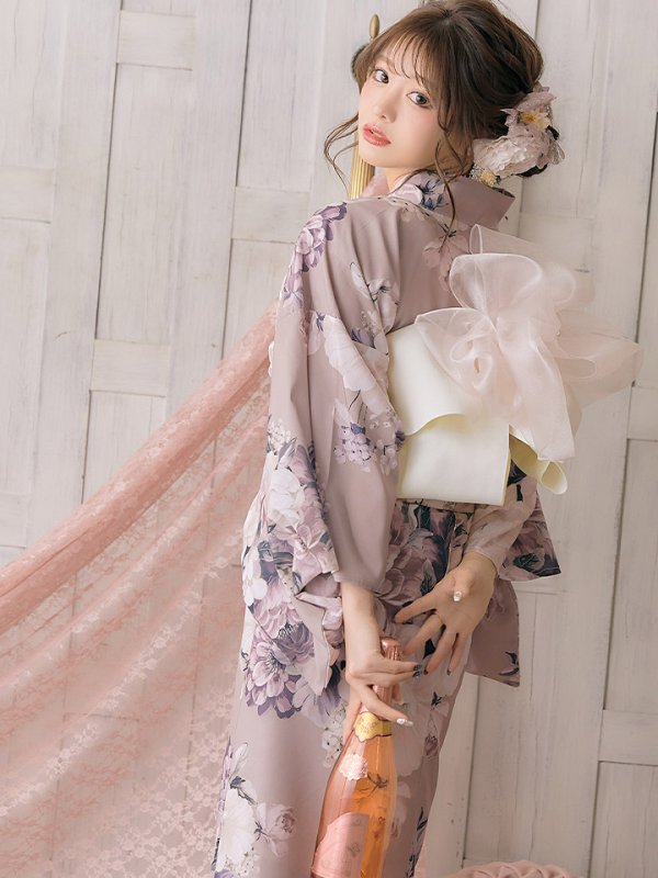 画像6: 【即日発送！】大人スウィートフラワー 牡丹柄 浴衣 【浴衣３点セット 浴衣/帯/下駄】[YMT]