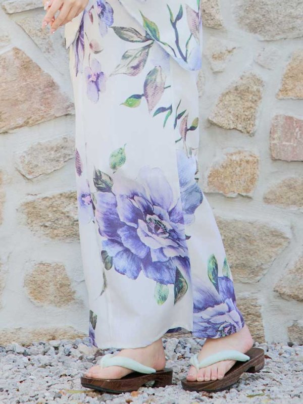 画像7: 【即日発送！】【浴衣】白地に水彩牡丹のクラシック浴衣 【浴衣３点セット 浴衣/帯/下駄】 グラデーション帯[YMT]