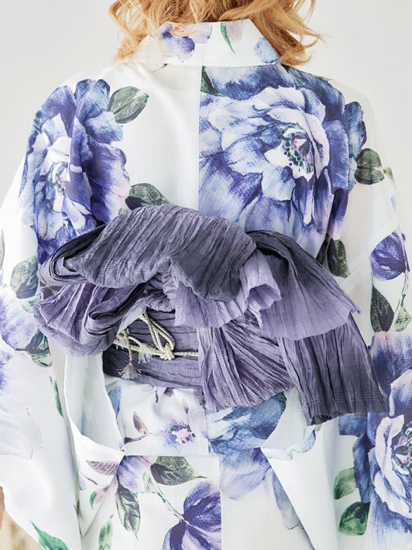 画像6: 【即日発送！】【浴衣】白地に水彩牡丹のクラシック浴衣 【浴衣３点セット 浴衣/帯/下駄】 グラデーション帯[YMT]