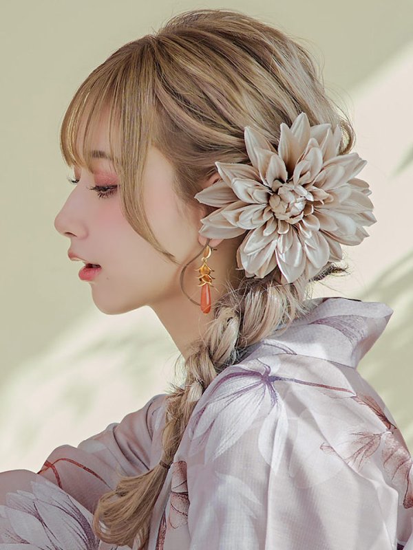 画像6: 【即日発送！】【浴衣】ホワイトフラワーブラウン浴衣 【浴衣３点セット 浴衣/帯/下駄】[YMT]