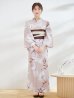 画像4: 【浴衣】ホワイトフラワーブラウン浴衣   OBI-hira-100-ok-2-BRxBE / HIMO-900-yn-7-MOC / YA-74-kn-MVPL / HEKO-800-sb-3-BR / GETA-02-ok-2-IV [YMT]