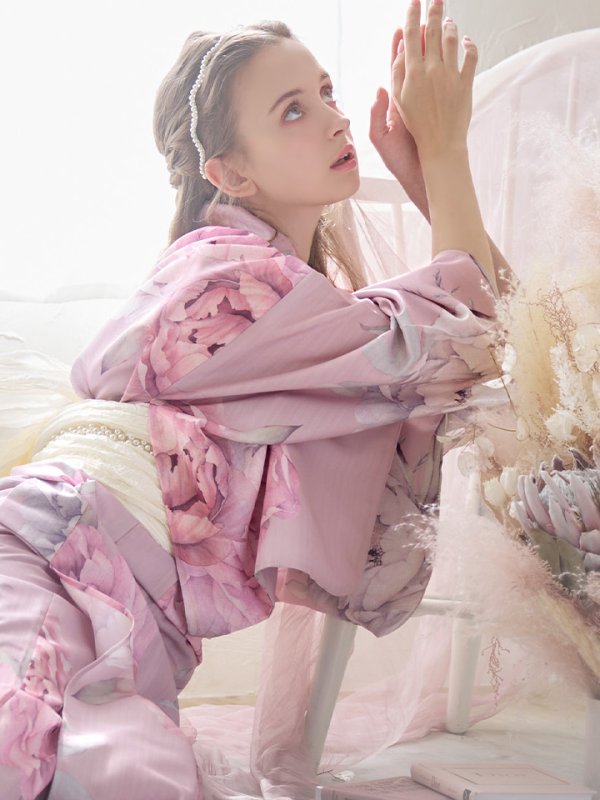 画像18: 【即日発送】【浴衣】大人スウィート/ピンク地に大柄牡丹浴衣 【浴衣３点セット 浴衣/帯/下駄】[YMT]