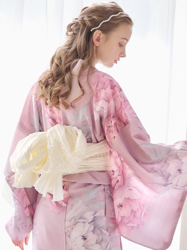 画像25: 【即日発送】【浴衣】大人スウィート/ピンク地に大柄牡丹浴衣 【浴衣３点セット 浴衣/帯/下駄】[YMT]