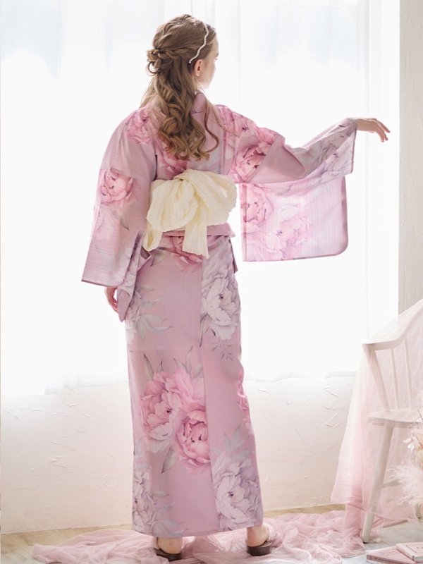 画像8: 【即日発送】【浴衣】大人スウィート/ピンク地に大柄牡丹浴衣 【浴衣３点セット 浴衣/帯/下駄】[YMT]