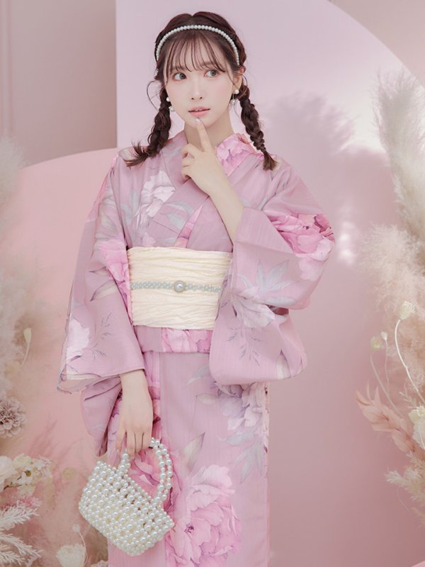 画像7: 【即日発送】【浴衣】大人スウィート/ピンク地に大柄牡丹浴衣 【浴衣３点セット 浴衣/帯/下駄】[YMT]