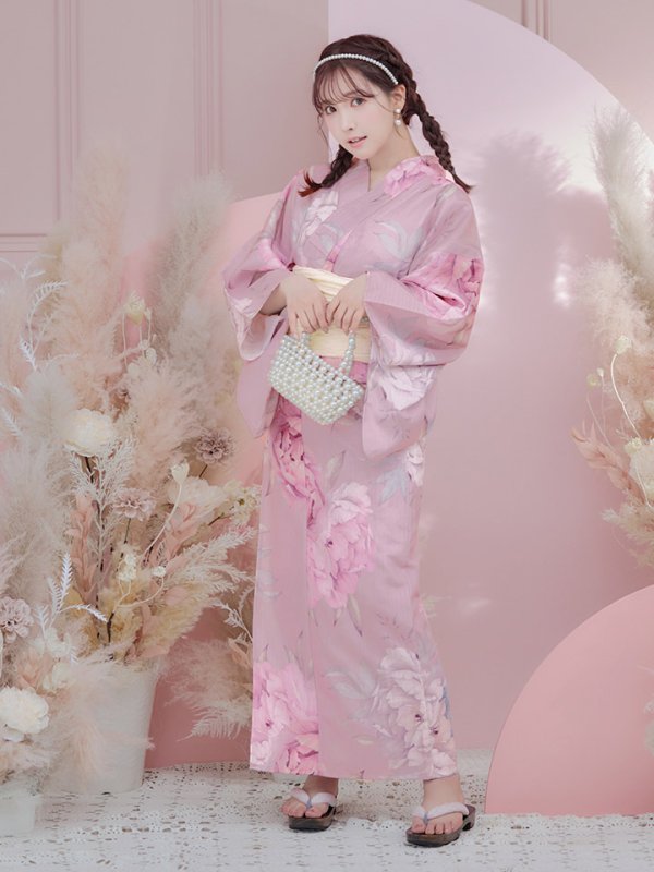 画像10: 【即日発送】【浴衣】大人スウィート/ピンク地に大柄牡丹浴衣 【浴衣３点セット 浴衣/帯/下駄】[YMT]