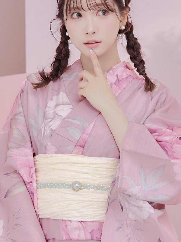 画像12: 【即日発送】【浴衣】大人スウィート/ピンク地に大柄牡丹浴衣 【浴衣３点セット 浴衣/帯/下駄】[YMT]