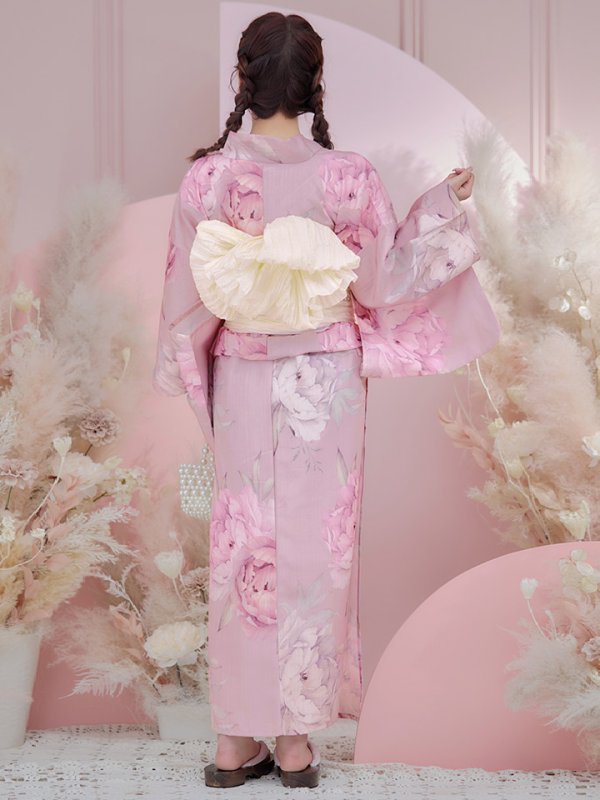 画像15: 【即日発送】【浴衣】大人スウィート/ピンク地に大柄牡丹浴衣 【浴衣３点セット 浴衣/帯/下駄】[YMT]