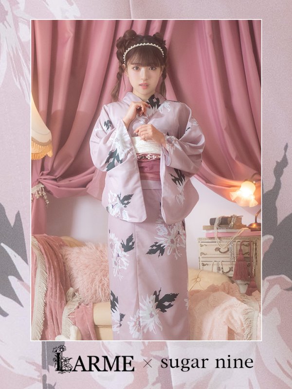 画像1: 【浴衣セール】【浴衣】 くすみピンク地xニュアンスフラワー 牡丹柄 浴衣  OBI-siwa-200-kj-6-W / HIMO-900-yn-8-P / YA-1079-kj-5-W / Yobi-030-BakedP / GETA-02-ok-5-P [YMT]
