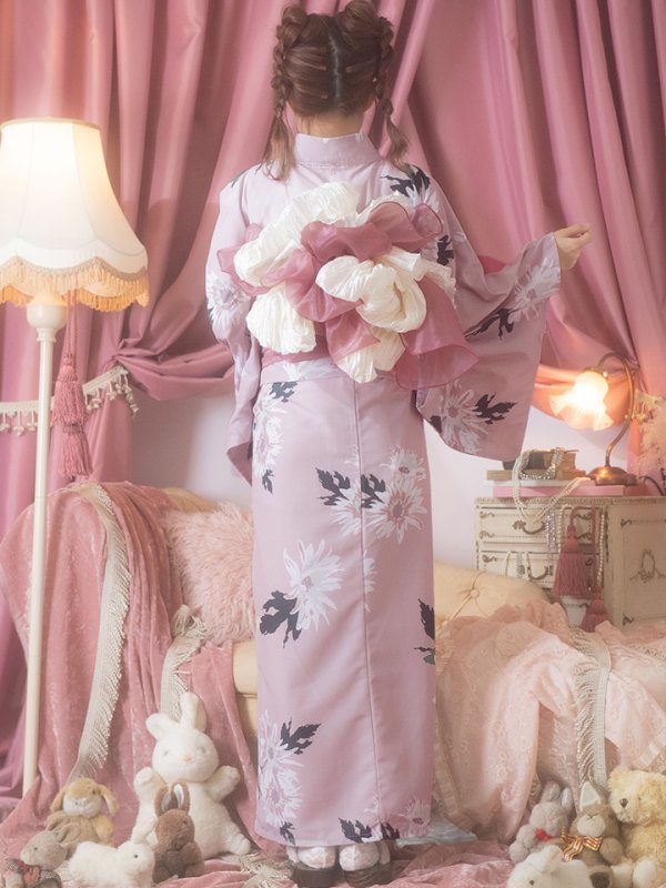 画像8: 【即日発送】【浴衣セール】【浴衣】 くすみピンク地xニュアンスフラワー 牡丹柄 浴衣 【浴衣３点セット 浴衣/帯/下駄】[YMT]