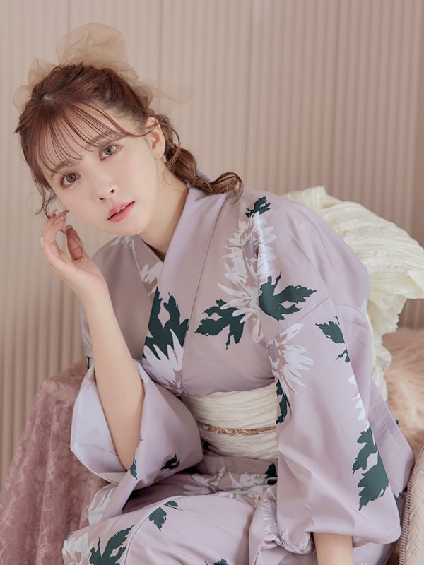 画像15: 【即日発送】【浴衣セール】【浴衣】 くすみピンク地xニュアンスフラワー 牡丹柄 浴衣 【浴衣３点セット 浴衣/帯/下駄】[YMT]