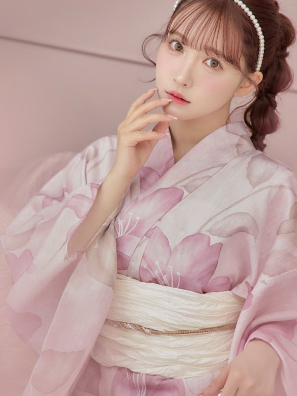 画像15: 【即日発送】大人スウィート/ピンク地x百合浴衣【浴衣３点セット 浴衣/帯/下駄】[FB02]