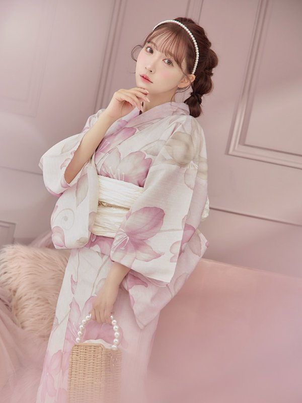 画像16: 【即日発送】大人スウィート/ピンク地x百合浴衣【浴衣３点セット 浴衣/帯/下駄】[FB02]