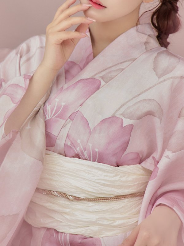 画像5: 【即日発送】大人スウィート/ピンク地x百合浴衣【浴衣３点セット 浴衣/帯/下駄】[FB02]