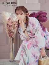 大人スウィート/水彩フラワー 牡丹柄 浴衣 OBI-siwa-200-kj-7-RoseWI / HIMO-900-yn-8-PK / YA-68-kn-P / HEKO-800-sb-5-W / GETA-02-ok-5-P  [YMT]