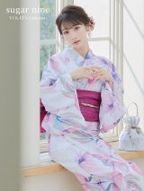 大人スウィート/水彩フラワー 牡丹柄 浴衣 OBI-siwa-200-kj-7-RoseWI / HIMO-900-yn-8-PK / YA-68-kn-P / HEKO-800-sb-5-W / GETA-02-ok-5-P  [YMT]