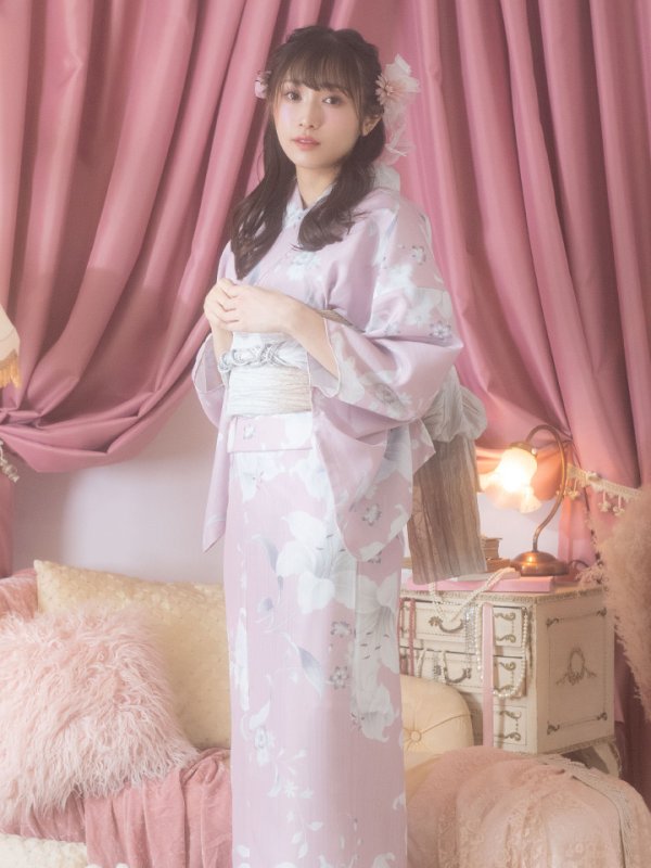 画像9: 【即日発送】【浴衣セール】【浴衣】大人スウィート/ピンク地に百合の大人浴衣 【浴衣３点セット 浴衣/帯/下駄】[YMT]