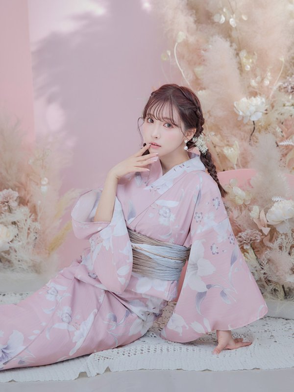 画像17: 【即日発送】【浴衣セール】【浴衣】大人スウィート/ピンク地に百合の大人浴衣 【浴衣３点セット 浴衣/帯/下駄】[YMT]