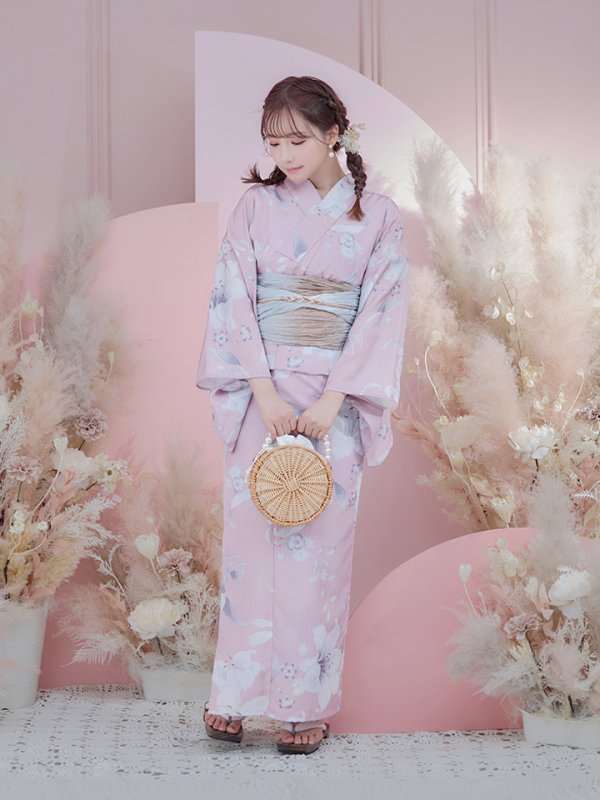 画像4: 【即日発送】【浴衣セール】【浴衣】大人スウィート/ピンク地に百合の大人浴衣 【浴衣３点セット 浴衣/帯/下駄】[YMT]