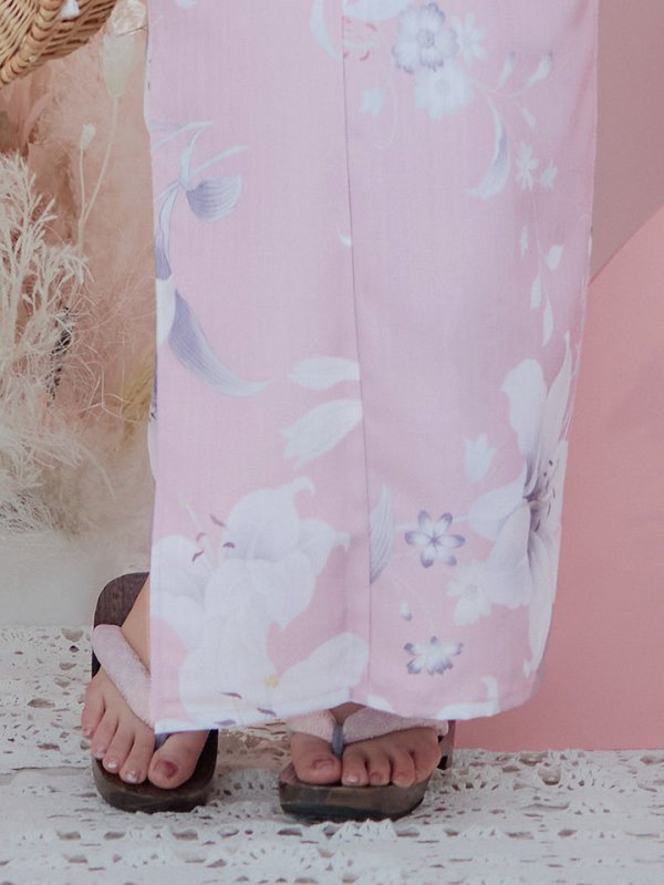 画像7: 【即日発送】【浴衣セール】【浴衣】大人スウィート/ピンク地に百合の大人浴衣 【浴衣３点セット 浴衣/帯/下駄】[YMT]