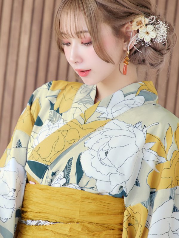 画像6: 【即日発送】レトロモダン牡丹浴衣【浴衣３点セット 浴衣/帯/下駄】[YMT]