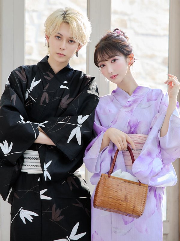 画像15: 【即日発送！】【浴衣】ストライプ地 /グラデーション木蓮浴衣【浴衣３点セット 浴衣/帯/下駄】[YMT]