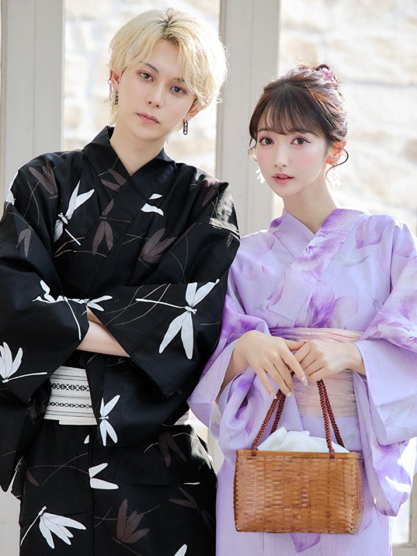 画像16: 【即日発送！】【浴衣】ストライプ地 /グラデーション木蓮浴衣【浴衣３点セット 浴衣/帯/下駄】[YMT]