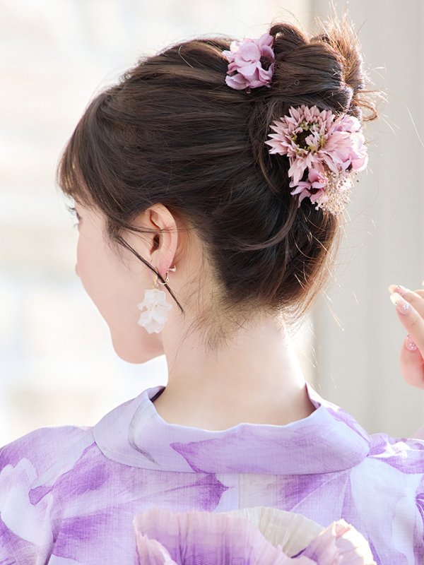 画像6: 【即日発送！】【浴衣】ストライプ地 /グラデーション木蓮浴衣【浴衣３点セット 浴衣/帯/下駄】[YMT]