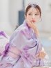 画像1: 【即日発送！】【浴衣】ストライプ地 /グラデーション木蓮浴衣 【浴衣３点セット 浴衣/帯/下駄】 OBI-g-500-kj-2-P / HIMO-900-yn-4-GYxGY / YA-1079-kj-5-W / HEKO-800-sb-5-W / GETA-02-ok-3-LBL  [YMT] (1)