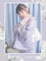 【浴衣セール】 ライラックの可憐な花浴衣   OBI-siwa-200-kj-13-OW / HIMO-900-yn-4-GYxGY /  HEKO-800-sb-5-W / GETA-02-ok-3-LBL [YMT]