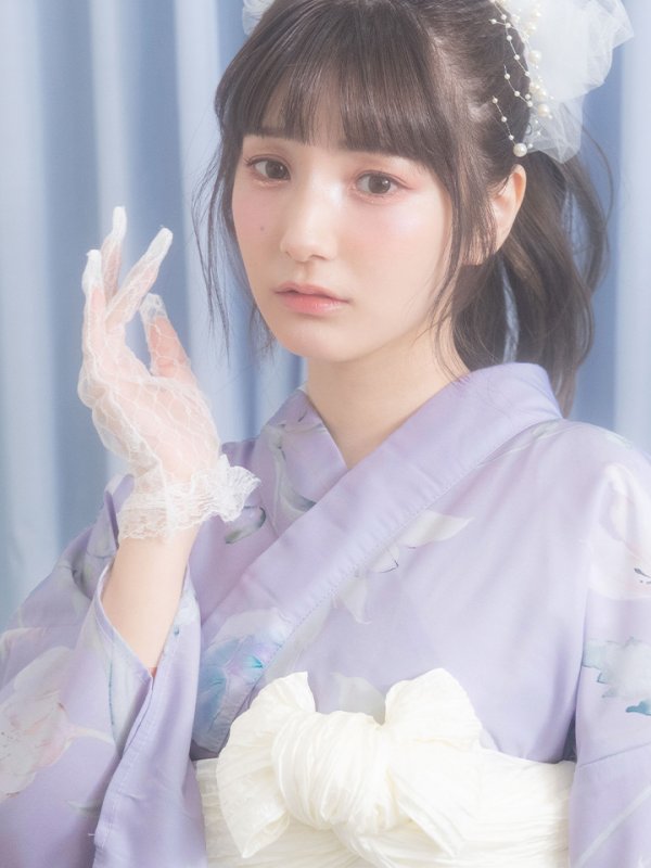 画像6: 【即日発送】【浴衣セール】 ライラックの可憐な花浴衣 【浴衣３点セット 浴衣/帯/下駄】[YMT]