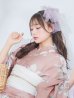 画像6: 大人スウィート/くすみピンク椿浴衣 【浴衣３点セット 浴衣/帯/下駄】  OBI-siwa-200-kj-13-OW / HIMO-900-yn-8-PK / YA-954-kj-P/ HEKO-800-sb-5-W / GETA-02-ok-5-P [YMT]