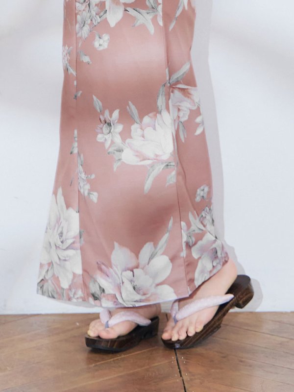 画像7: 【即日発送】大人スウィート/くすみピンク椿浴衣 【浴衣３点セット 浴衣/帯/下駄】[YMT]