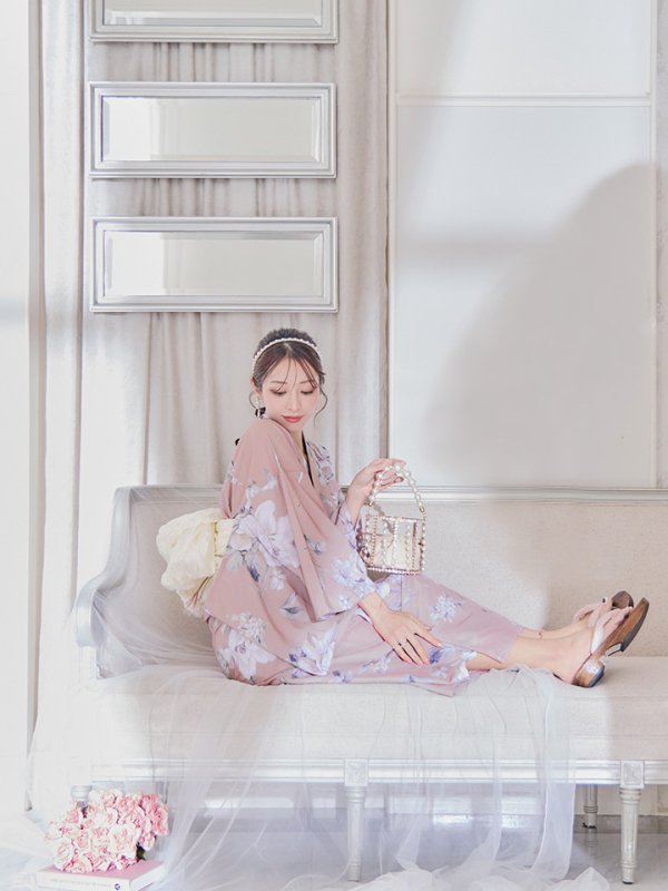 画像24: 【即日発送】大人スウィート/くすみピンク椿浴衣 【浴衣３点セット 浴衣/帯/下駄】[YMT]