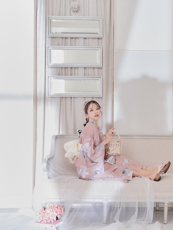 画像25: 【即日発送】大人スウィート/くすみピンク椿浴衣 【浴衣３点セット 浴衣/帯/下駄】[YMT]