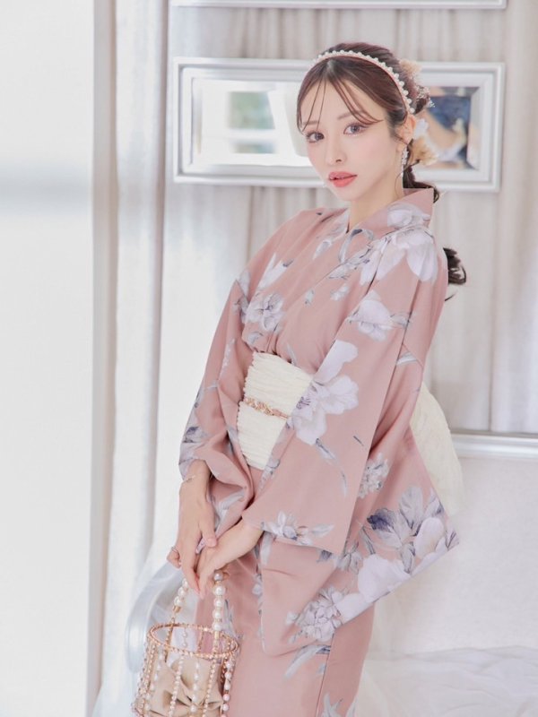 画像27: 【即日発送】大人スウィート/くすみピンク椿浴衣 【浴衣３点セット 浴衣/帯/下駄】[YMT]